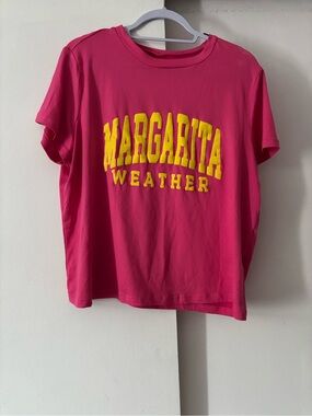 Bright Pink 'MARGARITA WEATHER' Graphic Tee 1X